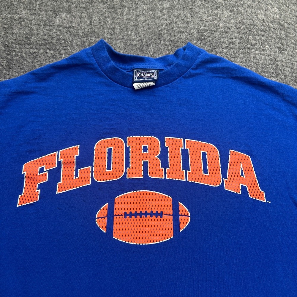 Vintage Florida Gators Champs Shirt Large Big Logo 100% Cotton 90's UF Football